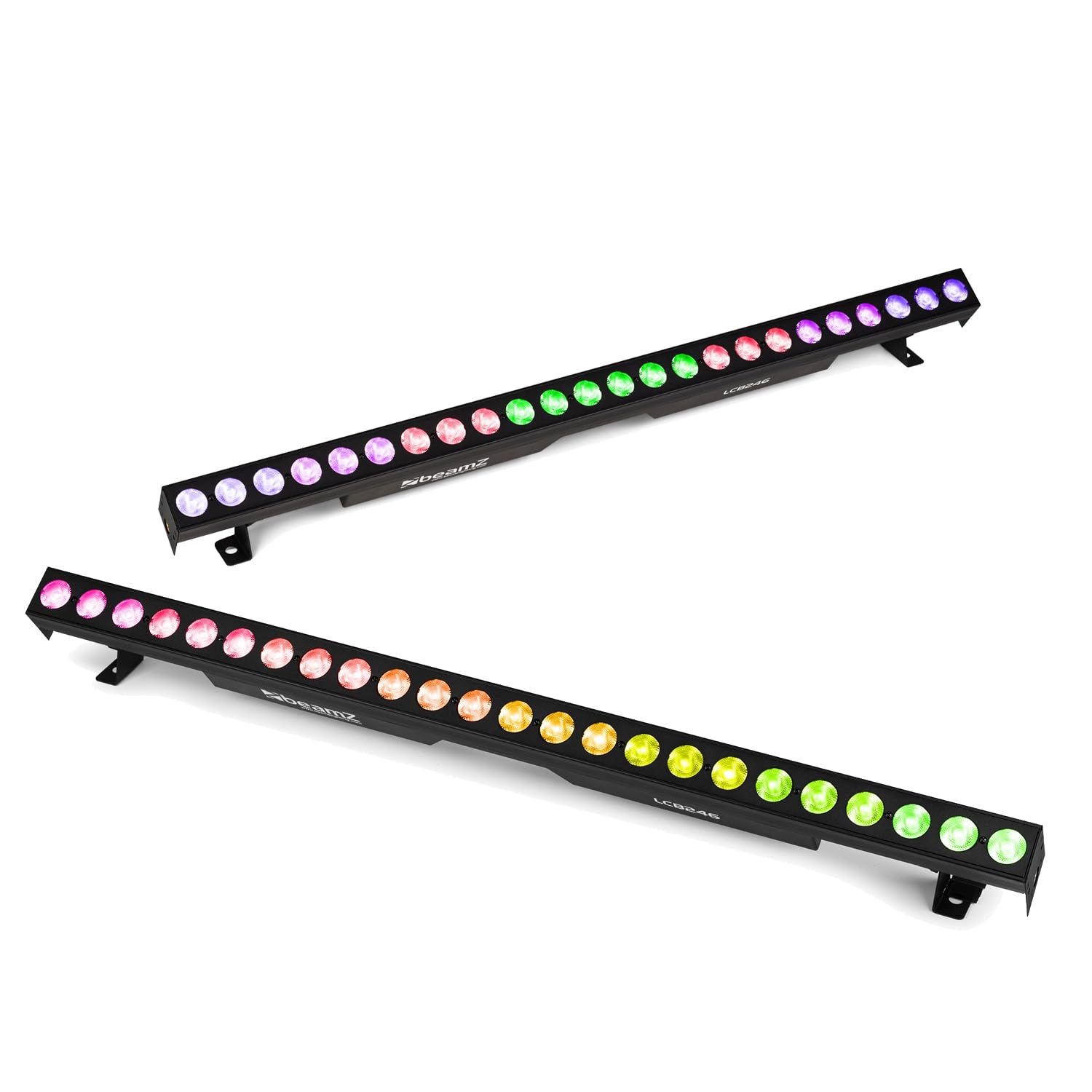 2X Beamz LCB246 Aluminium LED Light Bars Package, 24x 6W RGBAW-UV LEDs, Quick Lock, Daisy Chain Power, Eye Candy Lighting, DJ Venue Uplighting Solution