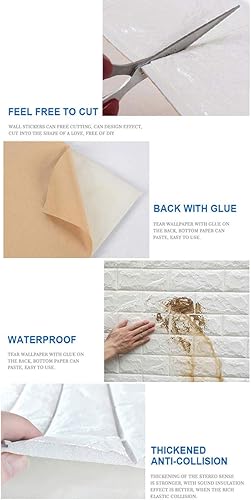 Miniatura 6 de 3D paneles de pared de espuma autoadhesivos, pelar y pegar ladrillo piedra papel pintado calcomanía de pared para sala de estar niños dormitorio