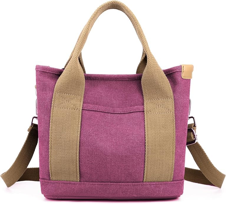 Image of Canvas Tote Bag for Women,Small Totes Bags with Zipper Crossbody Purse with Pockets Large Shoulder Handbag,2 Sizes