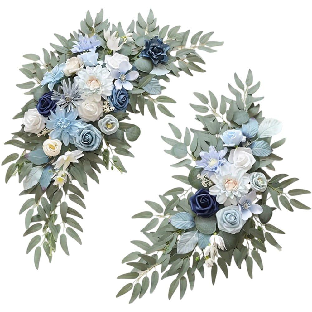 Fleurs artificielles mariage pour panneau de bienvenue et chaises