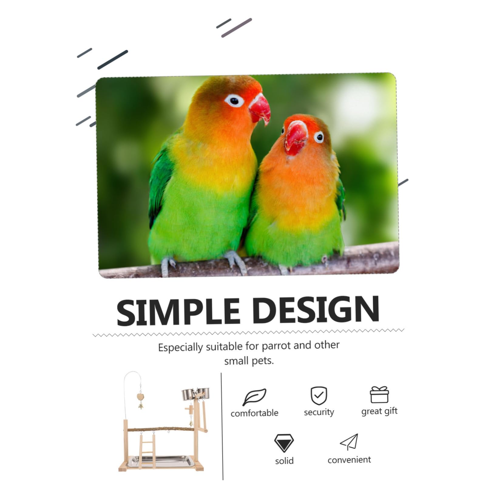 Sosoport de Madera Natural para Loros Juguete Percha para Pájaros Accesorios para Jaulas de Periquitos Escenario Interactivo para Aves
