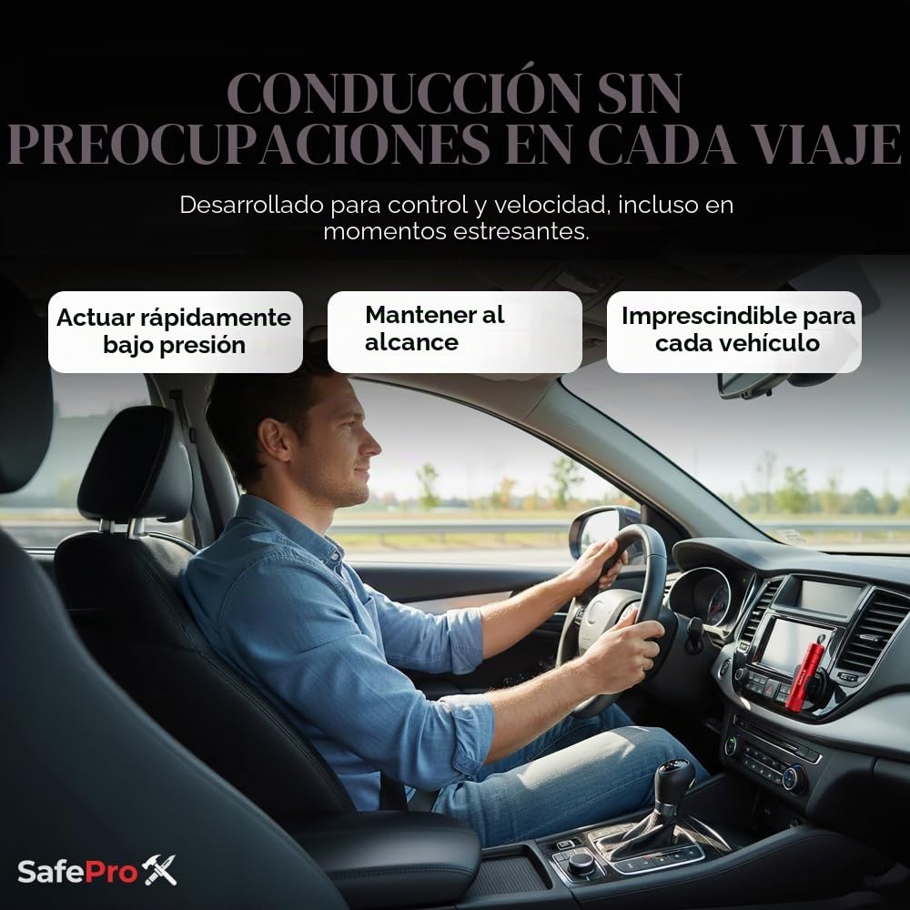 Herramienta de Escape de Emergencia SafePro X, Rompevidrios y Cortador de Cinturón de Seguridad, Herramienta Esencial de Seguridad Automotriz y Rescate de Emergencia. (Paquete de 2) (Paquete de 2)