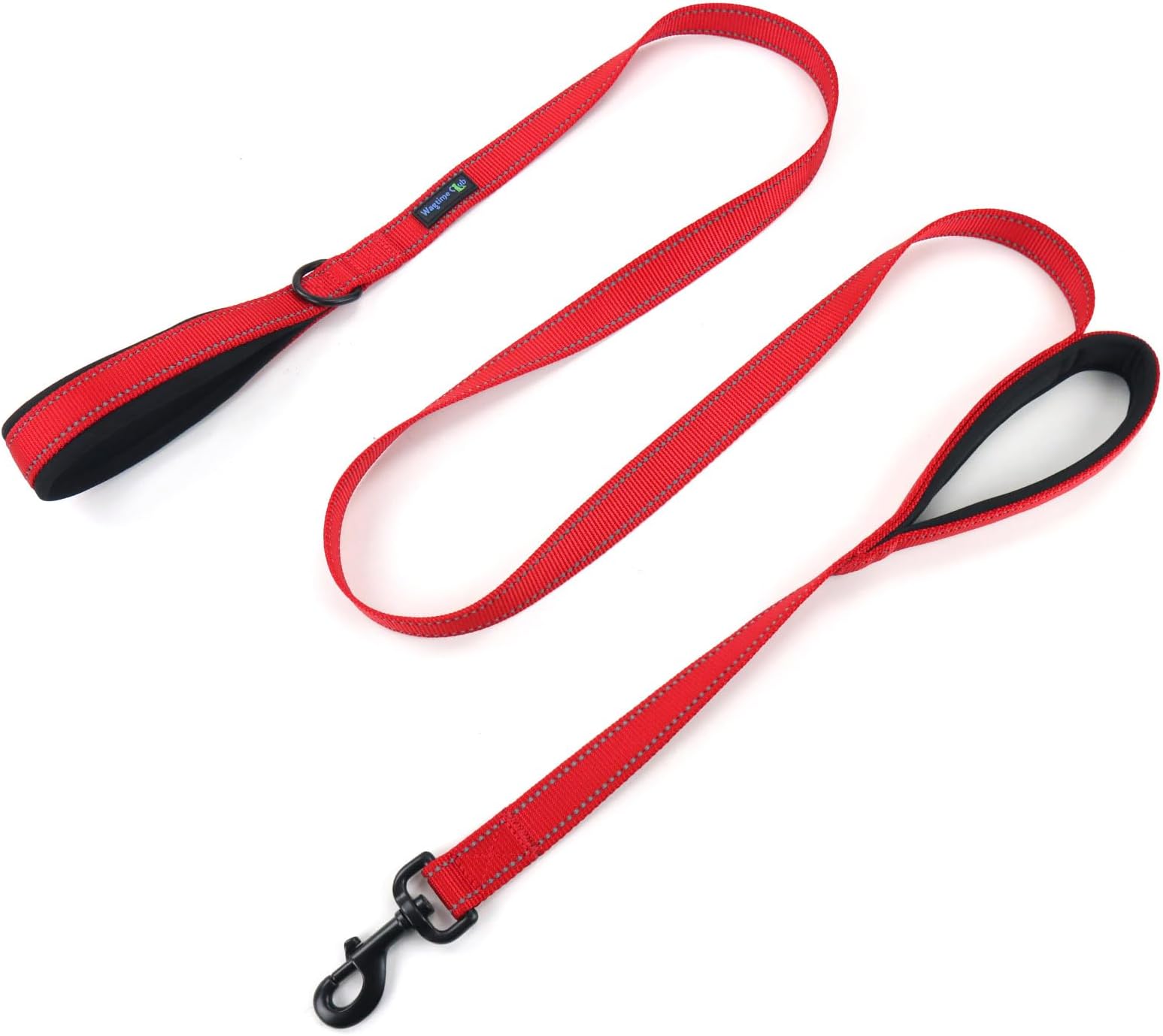Wagtime Club Double Handle Dog Leash, 6ft Long Heavy Duty Dog Leash with Paded Traffic Handles for Extral Control and Training, Dual Handles Leads, Large Medium Small Dogs (Reflective Carnation Red)