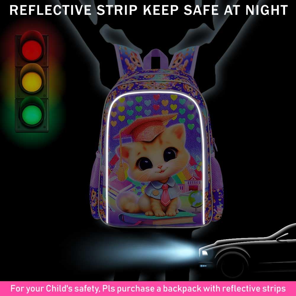 AGSDON 3PCS Cat Backpacks for Girls, 16