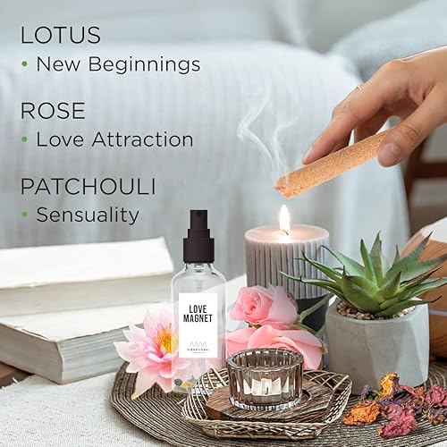 Miniatura 3 de Spray de amor con aceites esenciales puros y cristales de cuarzo reales para cuerpo y espacio, energía negativa, fragancia para el hogar,