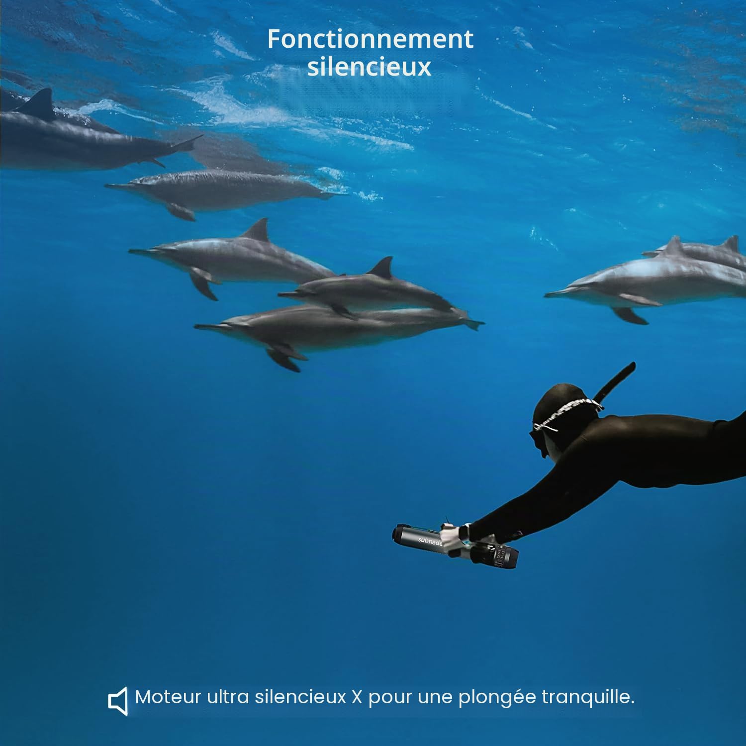 Waydoo Subnado Plus Scooter sous-marin, moteur de 800 W et batterie de 144 W, autonomie maximale de 60 minutes, scooter de mer léger et portable avec charge rapide bidirectionnelle pour la plongée