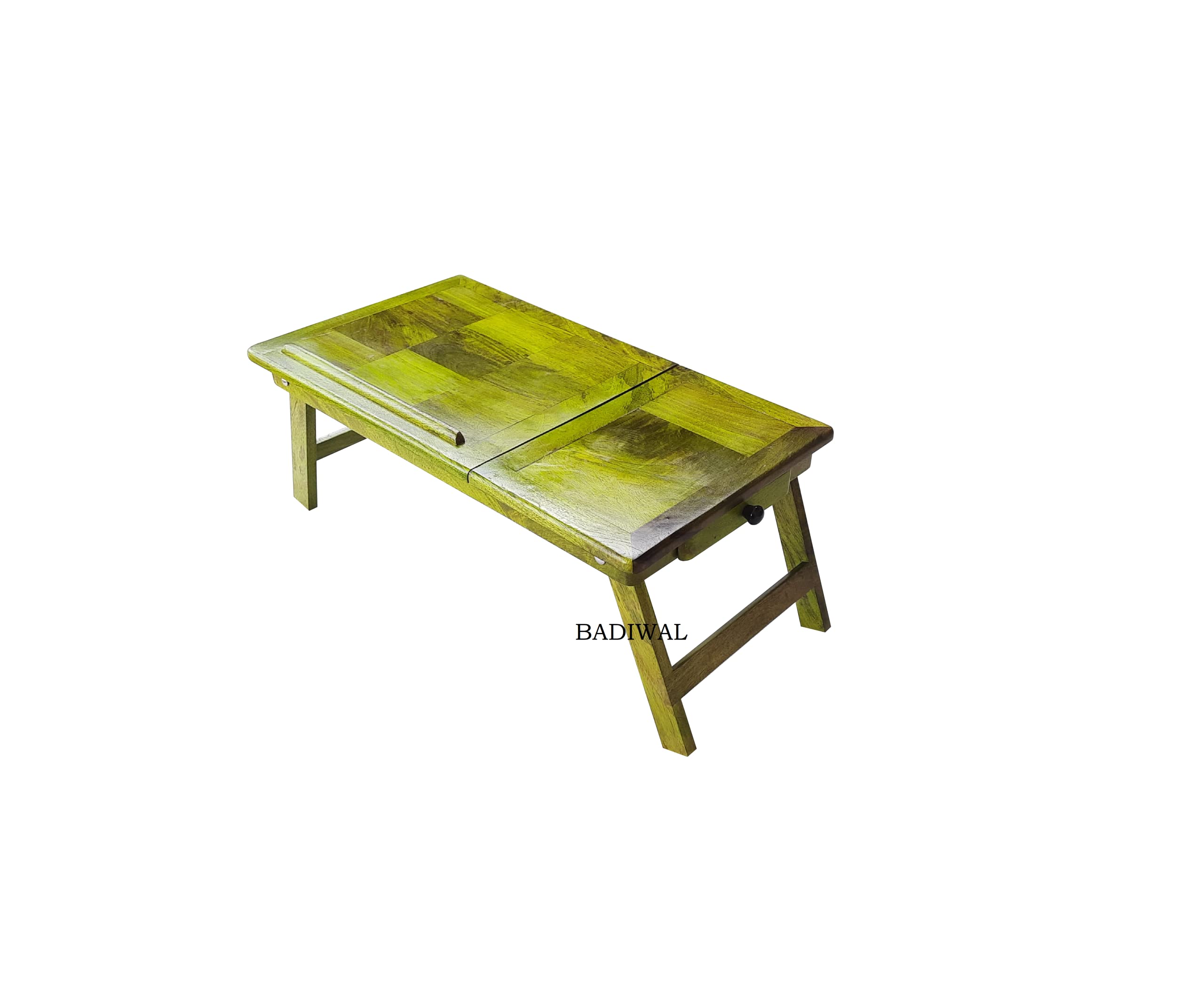 Badiwal Interio Multipurpose Solid Mango Wood Adjustable and Foldable Design Laptop Table/ Lapdesk, Kids Study Table of Large Working Area for Home,(24"x13") (Green)