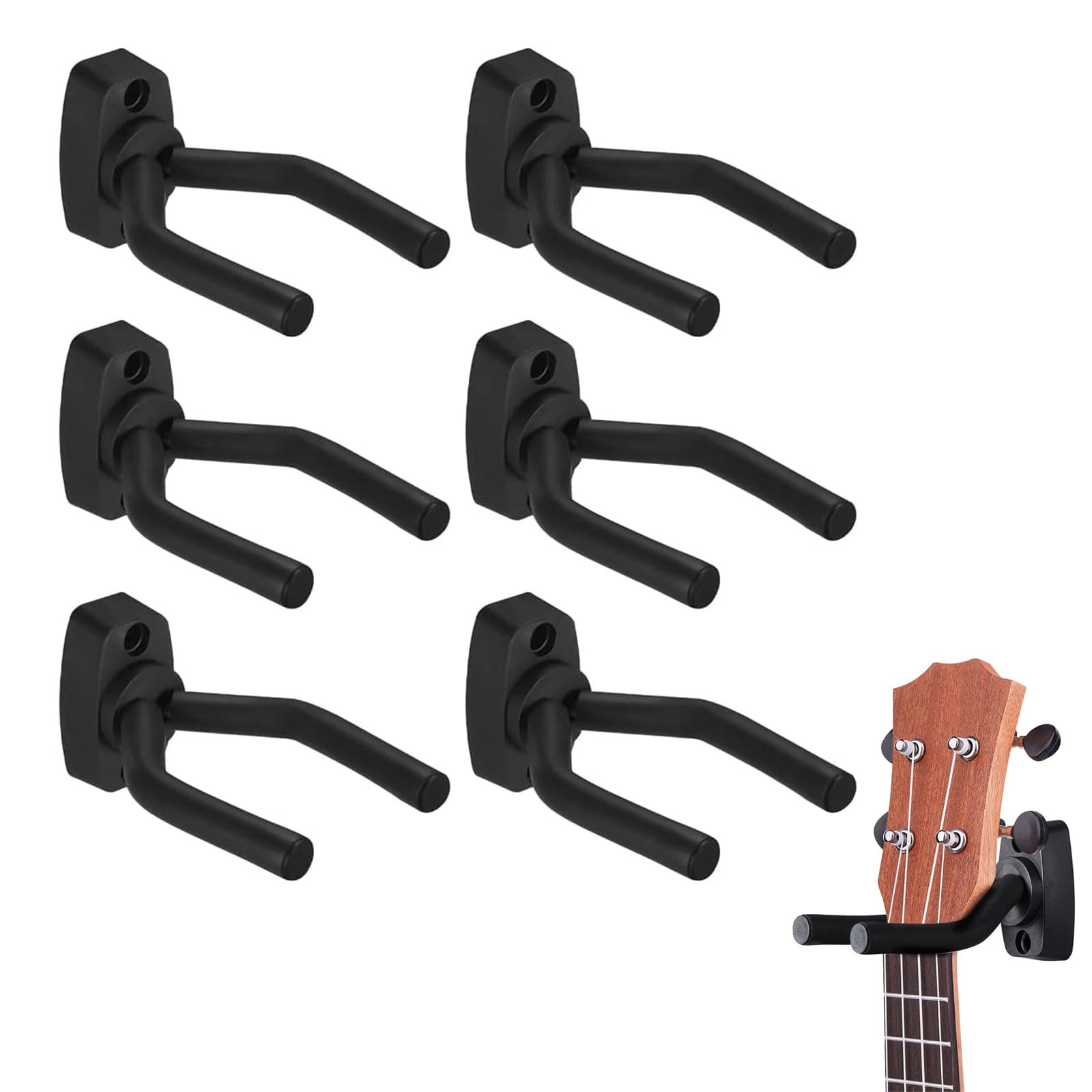 Set 6 Ganci Da Parete Per Chitarra - Supporti Regolabili In Metallo Con Protezione In Gomma Per Chitarra, Basso, Ukulele - Foto 7