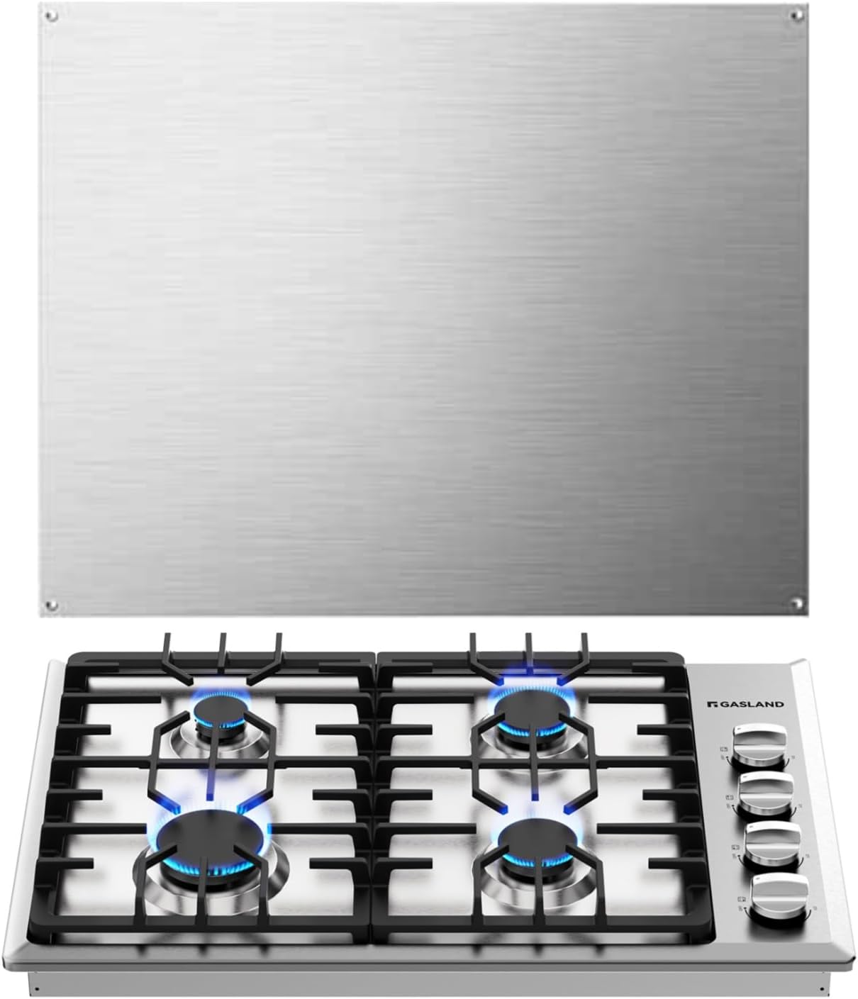 GASLAND 30" 4-Burner Gas Cooktop CSA & 24x30" Stainless Steel Backsplash Bundle