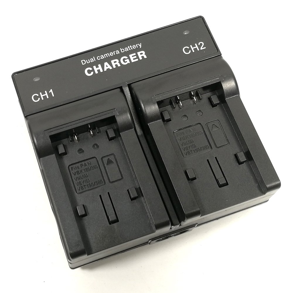 Dual-Channel Batterie Chargeur pour Panasonic VW-VBT190 VW-VBT380 VW-VBY100E VW-BC10E HC-V110 V160 V210 V250 V520 V550 V720 V750 V770 VX980 WX990 Camcorder