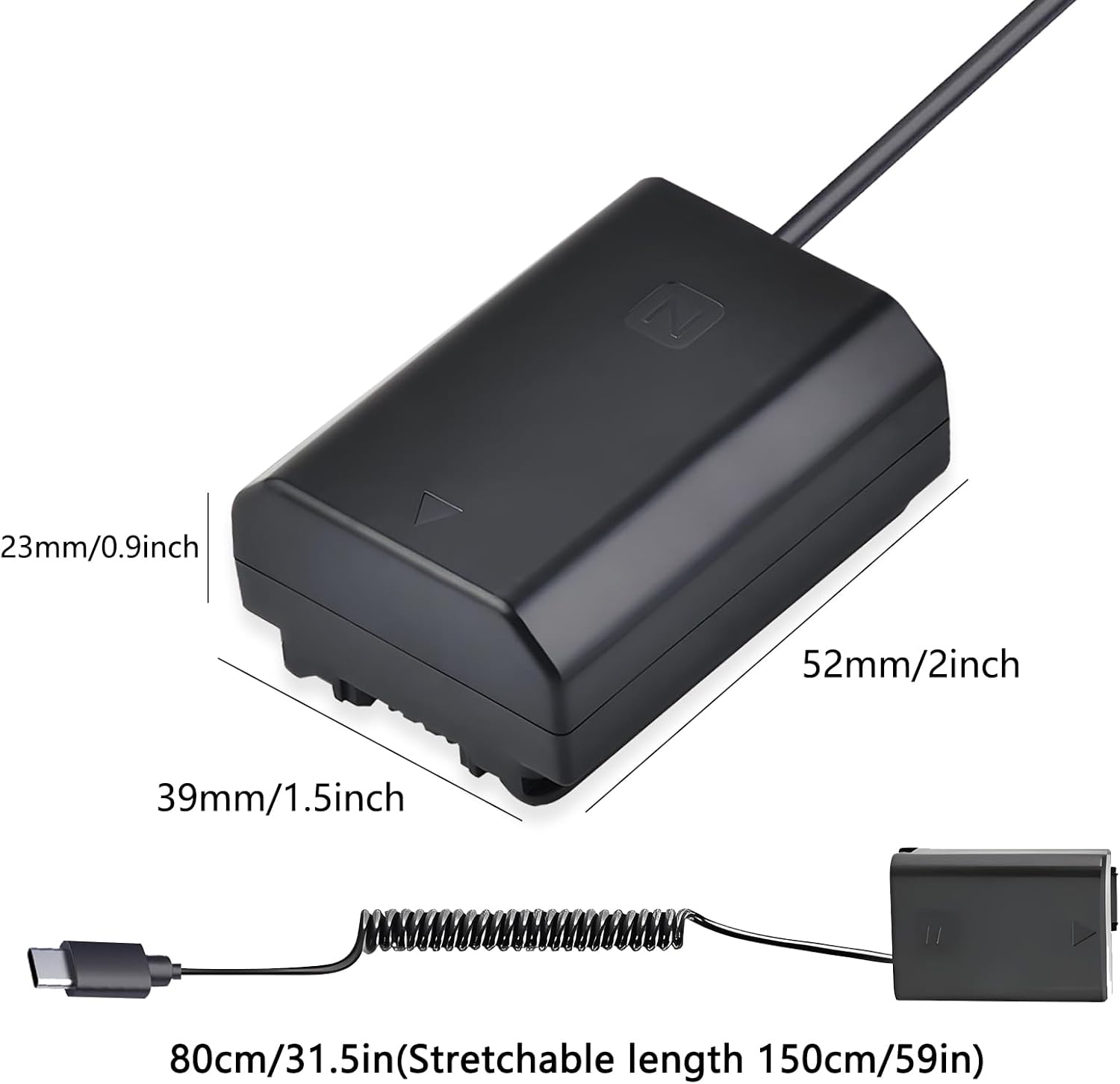 Tectra USB-C to NP-FZ100 Dummy Battery, Continuous Power Supply for Sony ZV-E1, A7 III, A7 IV, A7S III, A7R III, A7R IV, A7R V, A7C,A1, A9, A9 II, A6600, A6700, FX3, FX30 Cameras