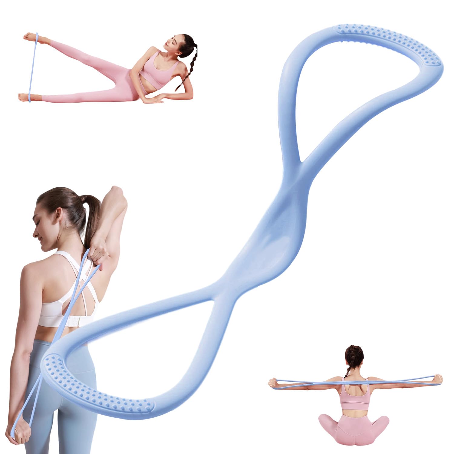 Resistance Bands Figure 8 Exercise Bands for Women Men Arm Back Elastic Rope for Glutes Back Fullbody Yoga