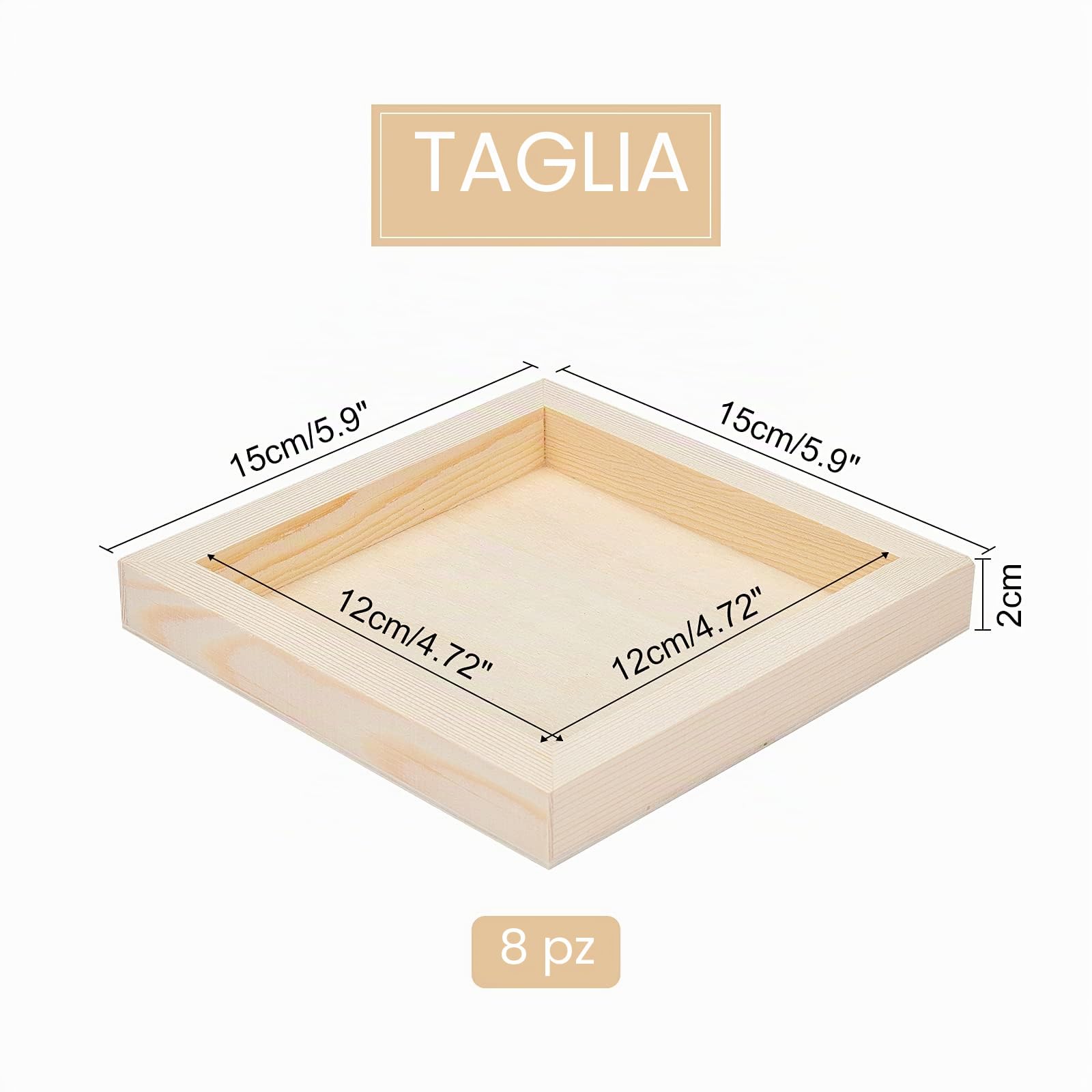 OLYCRAFT 8Pz Cornice in Legno Quadrata 15x15cm Pannelli in Legno Tela di Legno Non Rifiniti per Artigianato Cornice per Foto Fai Da Te Naturale Pannelli per Display da Tavolo e Artigianato Progetti