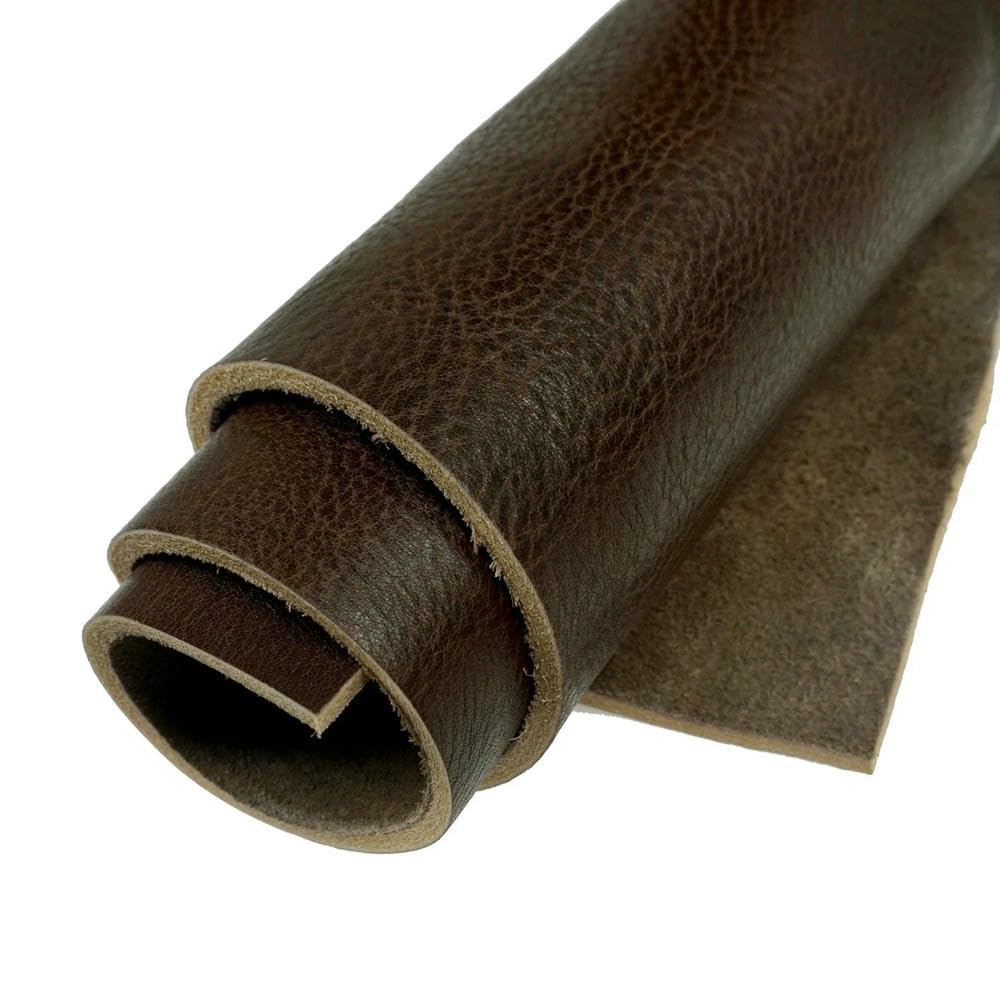 FZRKQBMYELA Cowhide Leather Sheets,Vegetable-Tanned Craft Multicolor Multiple Sizes 4.0-4.5mm(Brown,10x10cm)