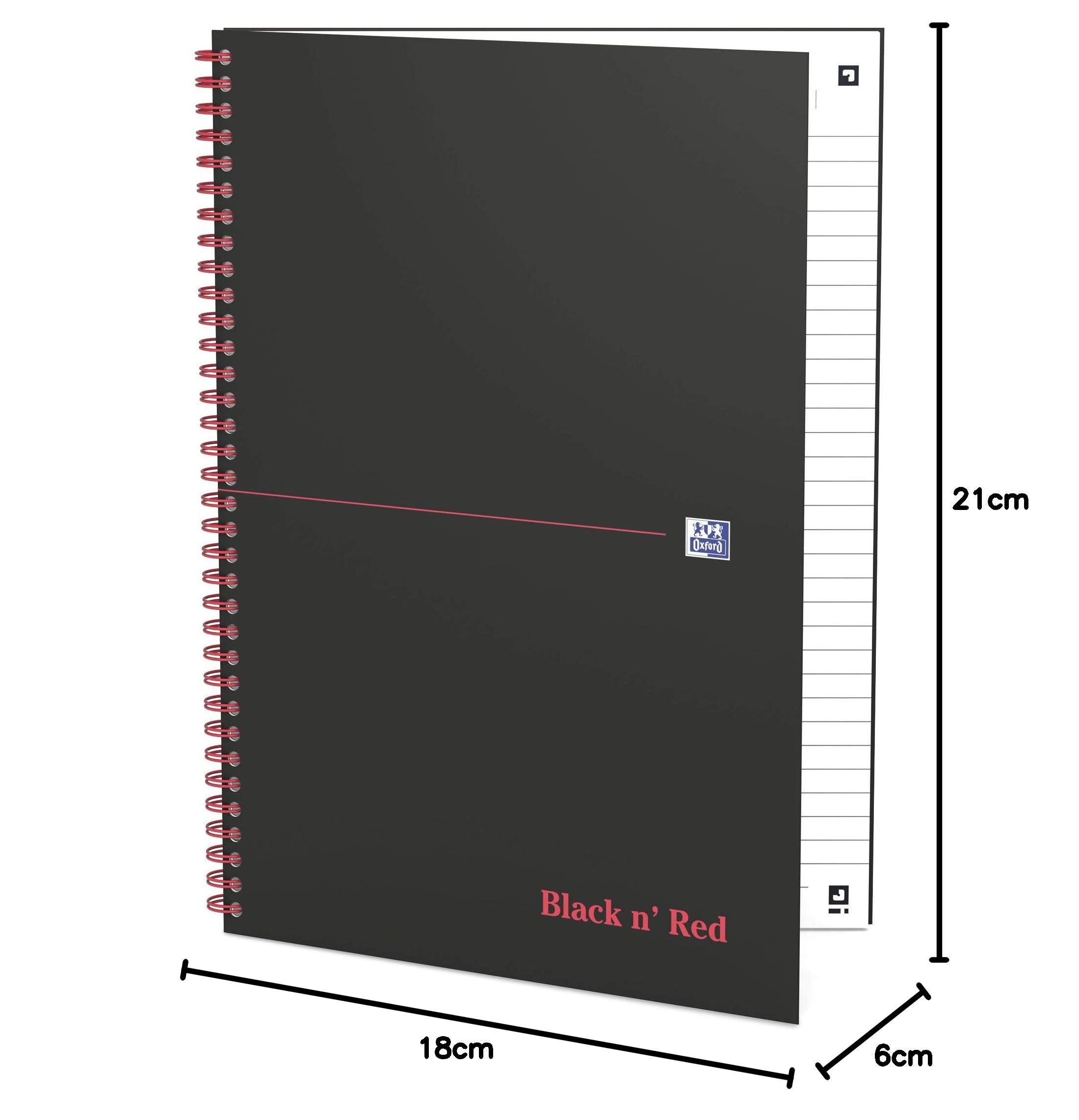 Oxford 400047606 libro rilegato A righe A5, 5 Stück Nero/rosso, 5 Pezzi