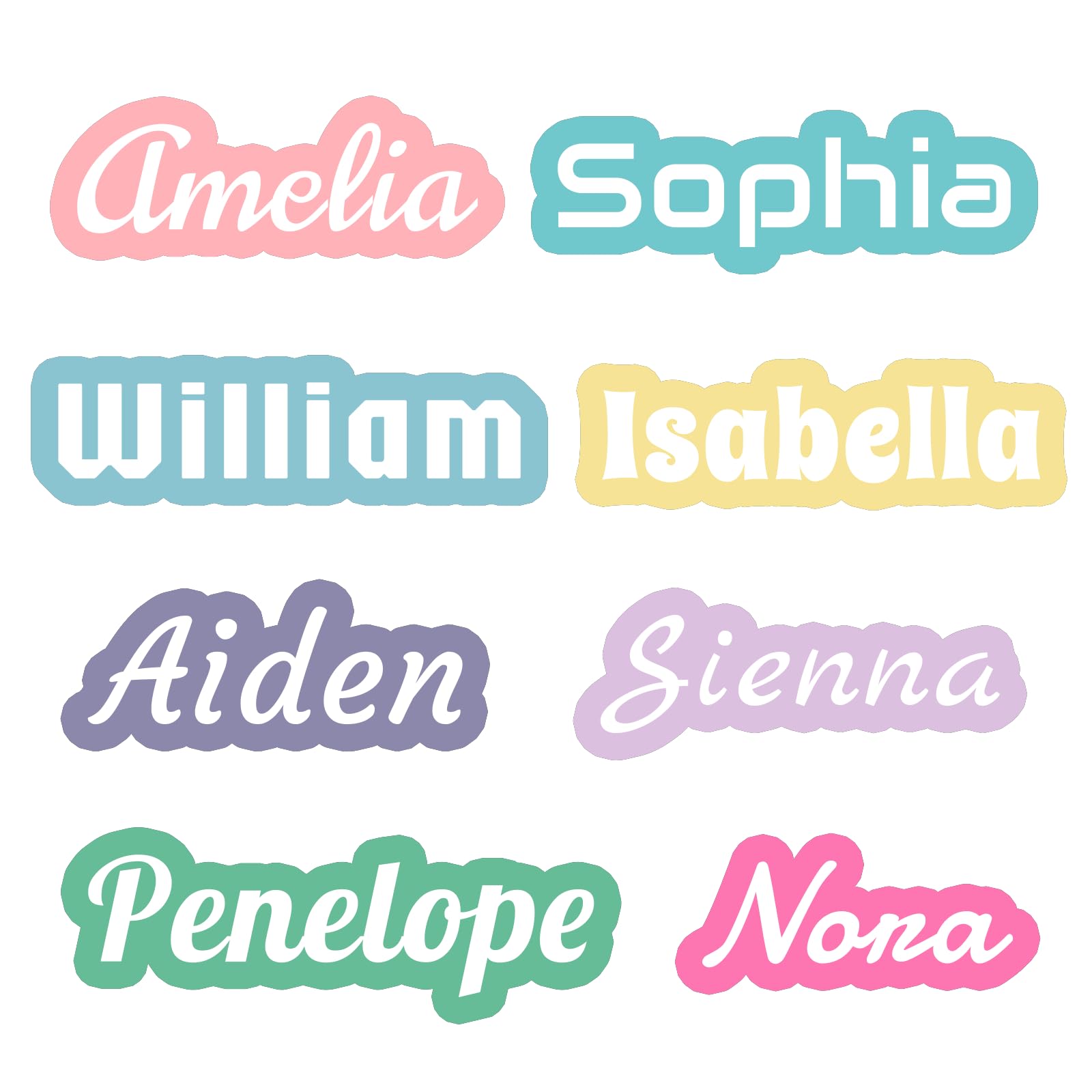 Adesivi in vinile impermeabili personalizzati per bottiglie d'acqua, bicchieri, laptop, caschi, auto e asili nido, testo, colori e caratteri personalizzabili, durevoli, lavabili in lavastoviglie