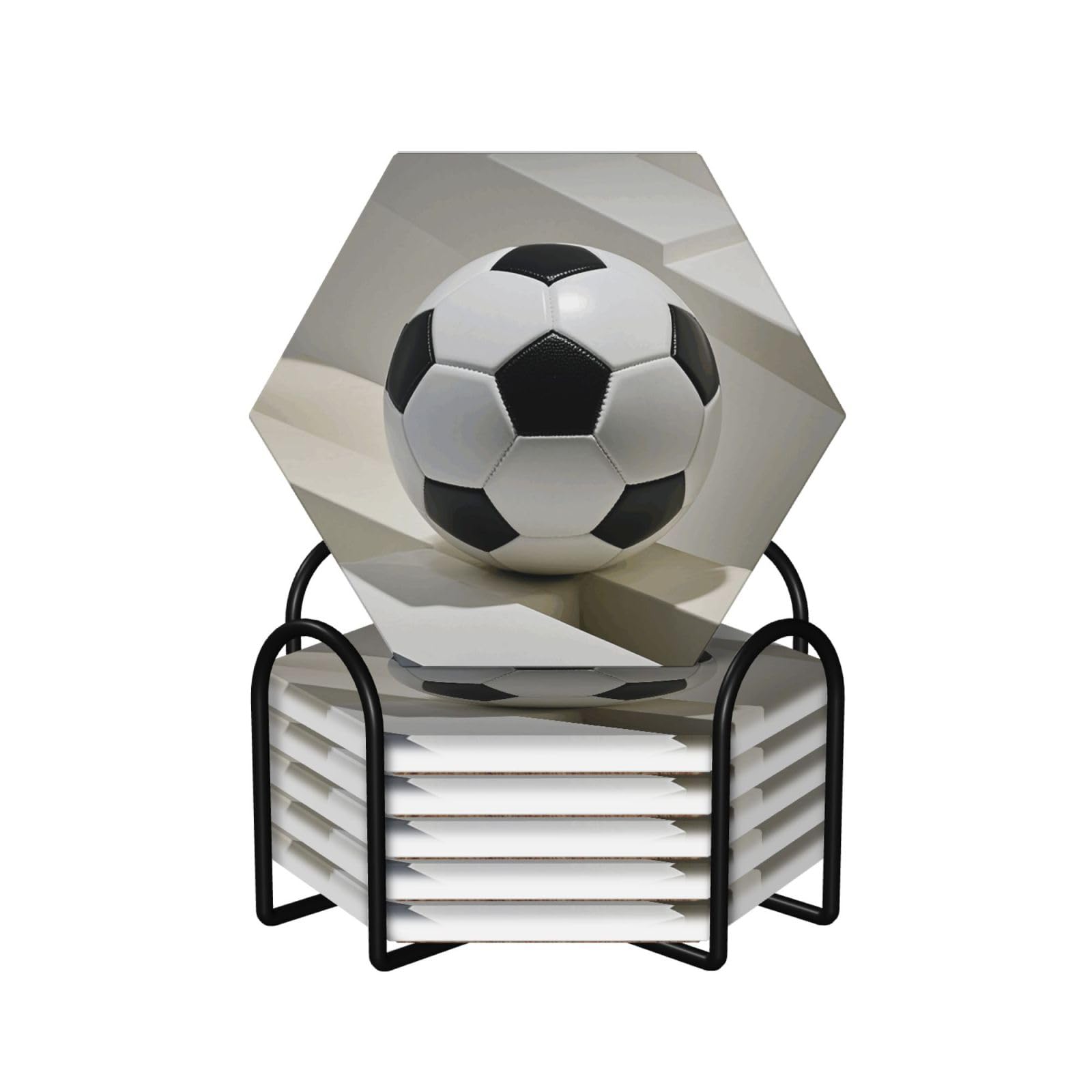 Dessous de verre football en céramique lot de 6 avec support