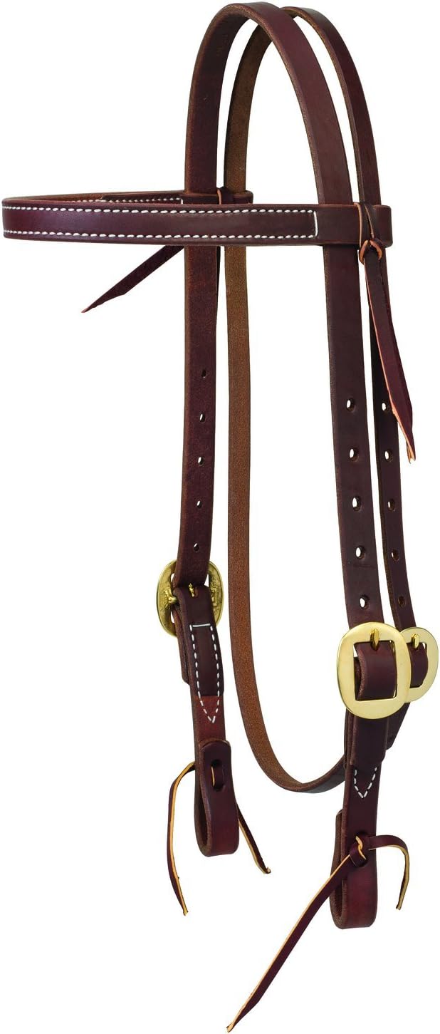 Weaver Leather Working Tack Solid Brass Economy Browband Headstall, Golden Chestnut, 3/4"