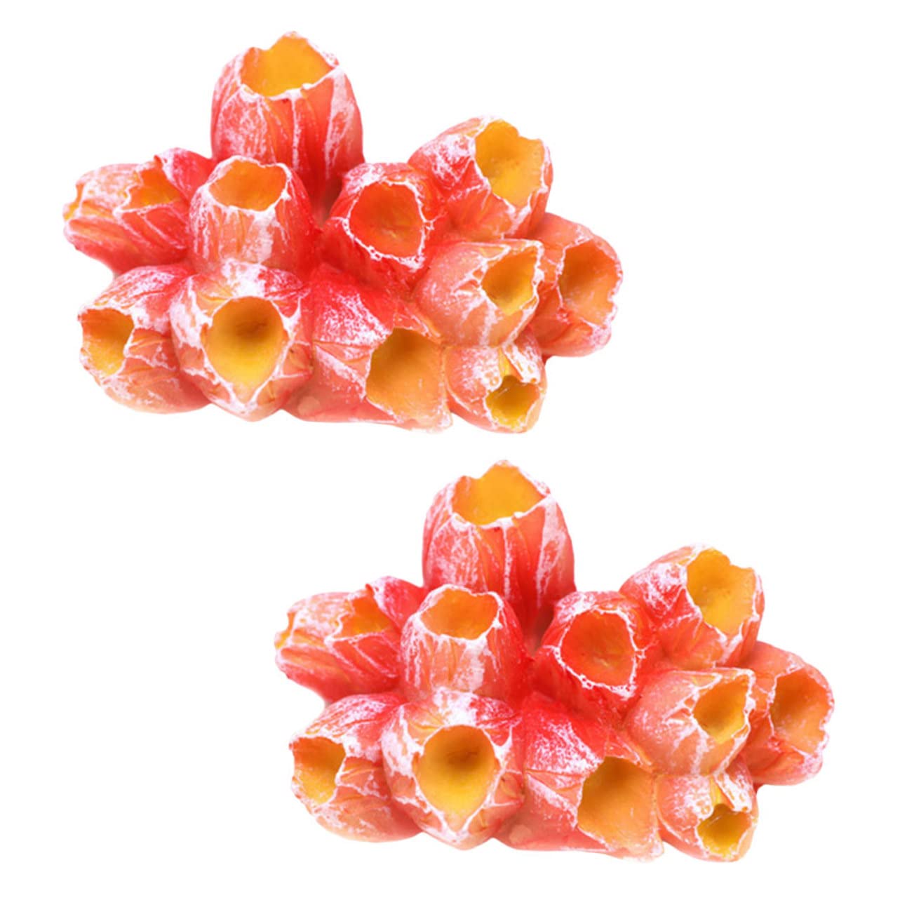 GALPADA 2Pcs Aquarium Coral Ornament Lifelike Resin Coral Statue for Fish Tank Decor Safe Material Vivid Color for Creating Natural Underwater Environment
