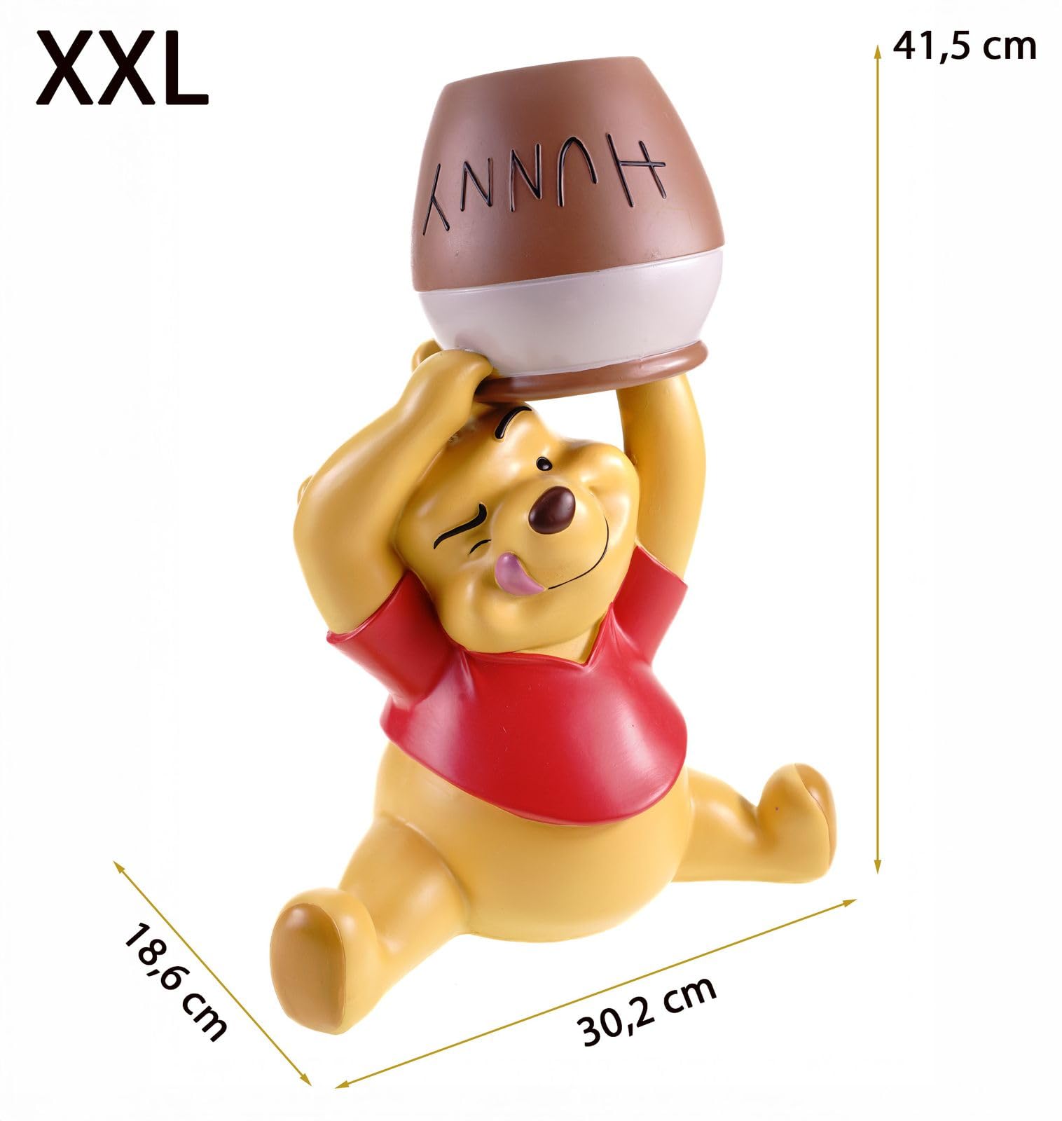 Gartenfigur Winnie Pooh 40 cm Dekorative Polyresin-Figur für Garten und Terrasse - Liebevolle Disney-Deko mit Honigtopf, 41,5 x 30,2 x 18,6 cm - Perfekte Geschenkidee für Disney-Fans