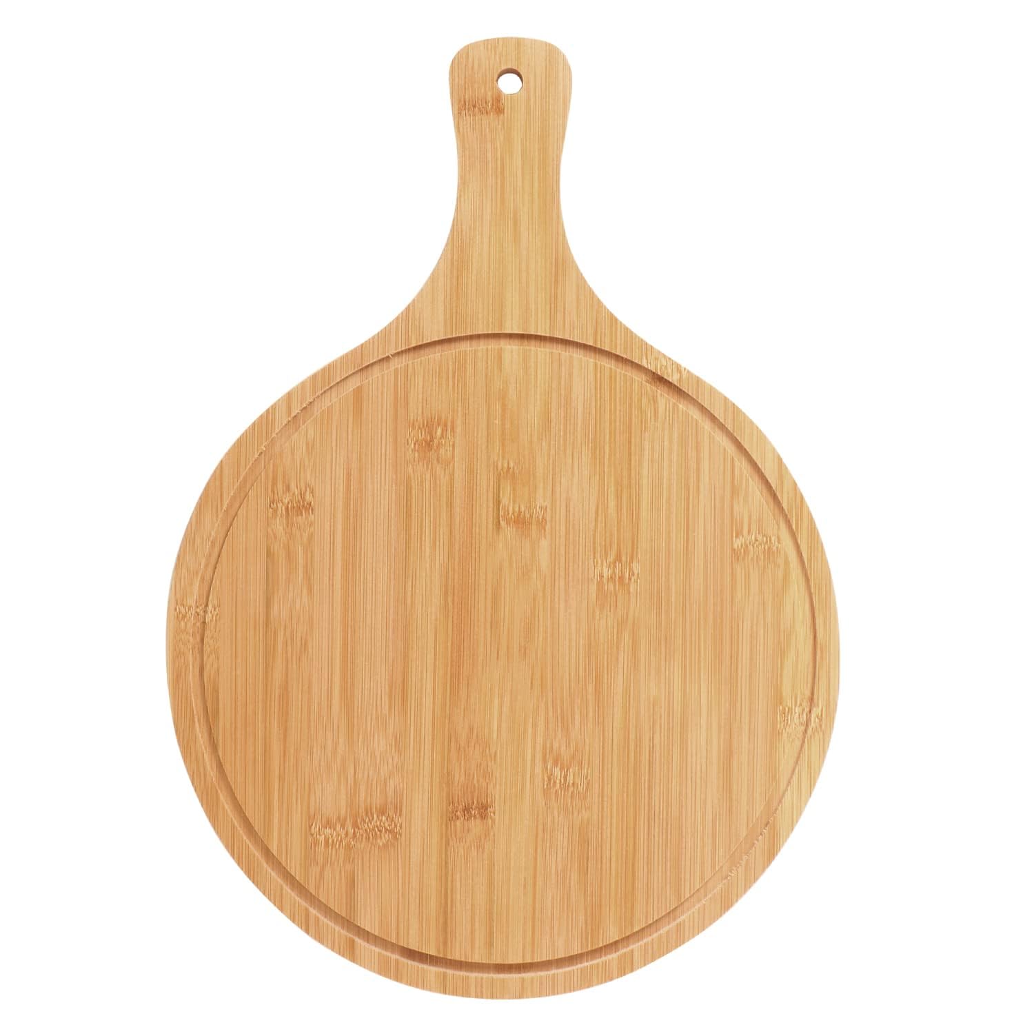 ArtRight Natural Bamboo Wood Chopping Cutting Board Round with Handel for Kitchen Vegetables, Pizza Meat Fruits & Cheese, BPA Free, Eco-Friendly, Anti-Microbial (44x29cm (Round with Handel)) (B0CV9RRT8P) Amazon Price History, Amazon Price Tracker