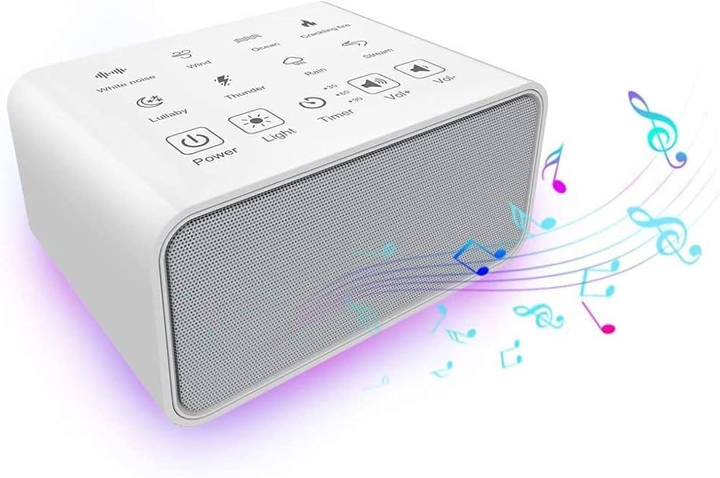 Máquina portátil de Ruido Blanco for Viajes | Sonidos relajantes y Naturales con Control de Volumen | Terapia de sueño compacta for Adultos y bebés | USB Recargable | Cordón for Colgar fácilmente.