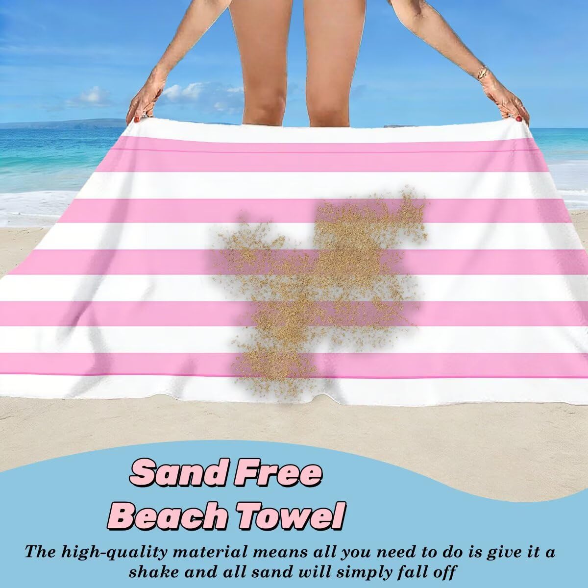 Zestaw 2 dużych ręczników plażowych 80x160 cm, szybkoschnący ręcznik z mikrofibry na siłownię, odporny na piasek Ręczniki plażowe w paski, duże lekkie kompaktowe ręczniki z mikrofibry dla kobiet