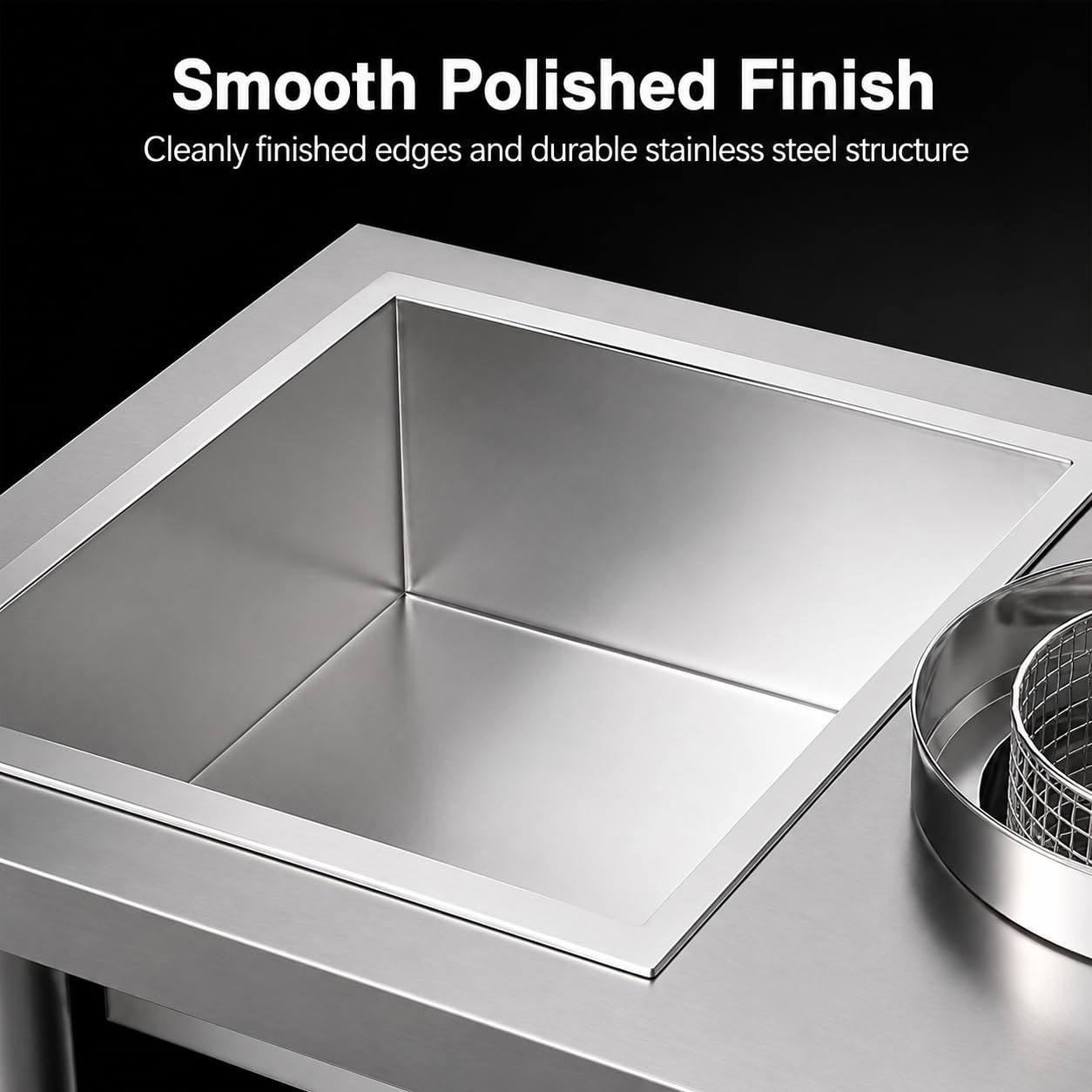 Station de cuisson commerciale en acier inoxydable – Table de préparation de poulet frit | Plan de travail de cuisine robuste | Équipement de restaurant facile à nettoyer