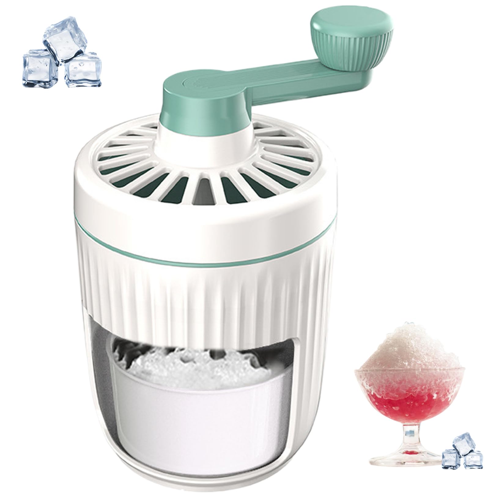 Máquina de Hielo raspado, trituradora de Hielo Manual Máquina de Afeitar de sin BPA, portátil para Hacer triturado Manivela para Hacer Conos de Nieve con Bandeja, Verde