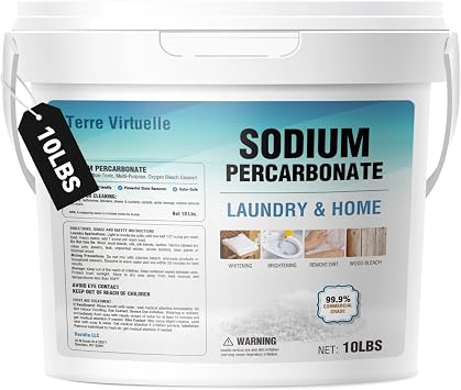 Sodium Percarbonate Oxygen Bleach Powder & Laundry Booster Multi-Purpose Cleaner for Stain Removal, Whitening, Deodorizing Chlorine-Free 10LB