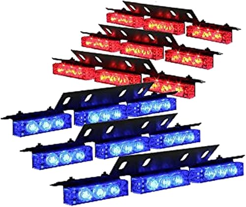 Barra de luces estroboscópicas intermitentes para vehículos de emergencia, 54 ledes, para parabrisas o salpicadero, color rojo y azul
