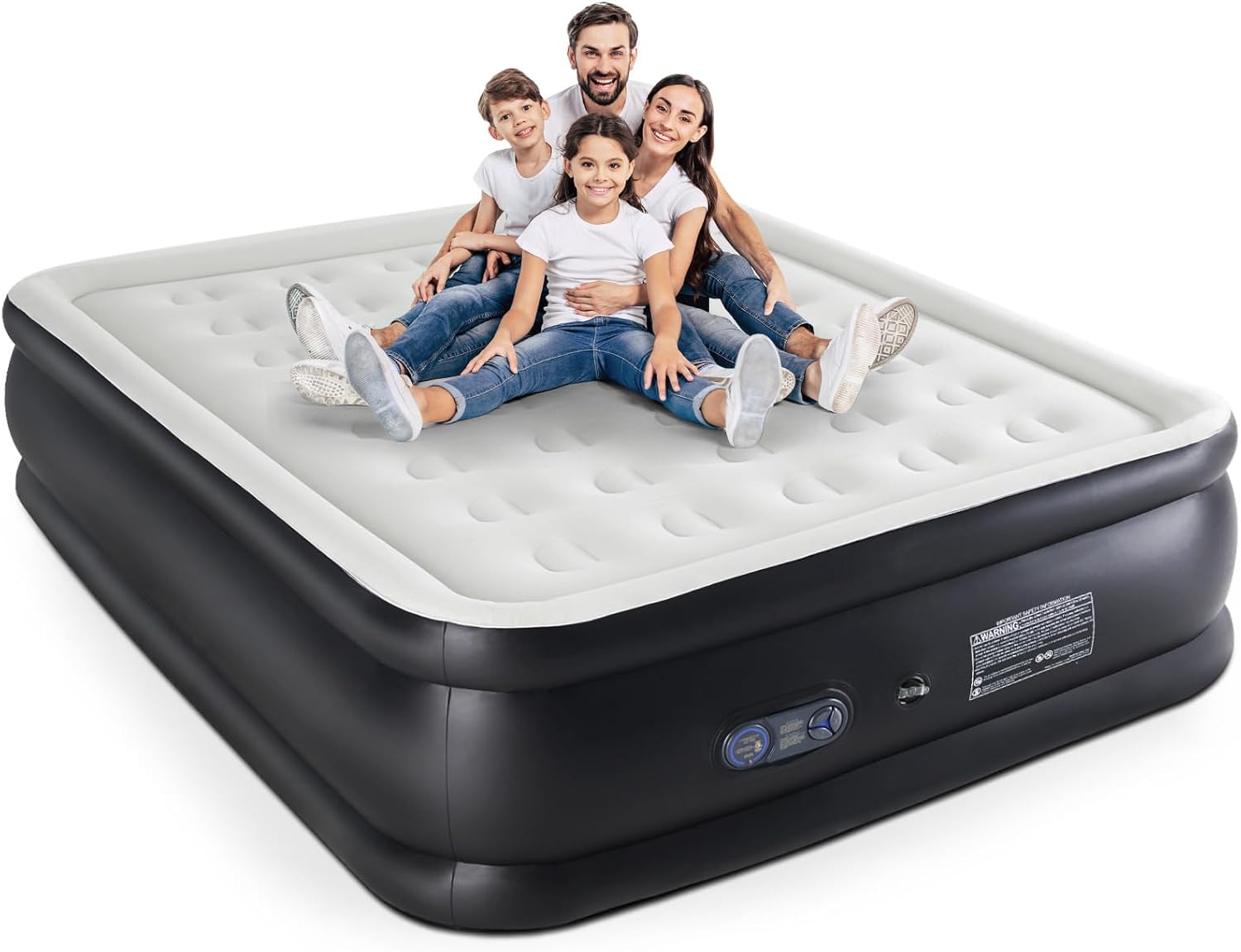 DUMOS Queen Air Mattress - 16" Inflatable Blow Up Airbed with Built-in High Capacity Pump, Double Height, Non-Slip Bottom Design, Weight Capacity 660 lbs Air Bed for Home or Camping