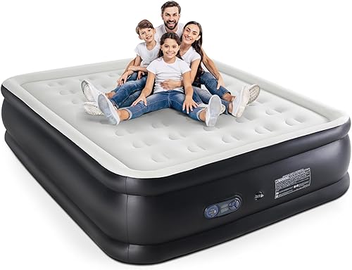 DUMOS Twin Air Mattress - 16" Inflatable Blow Up Airbed with Built-in High Capacity Pump, Double Height, Non-Slip Bottom Design, Weight Capacity 660 lbs Air Bed for Home or Camping