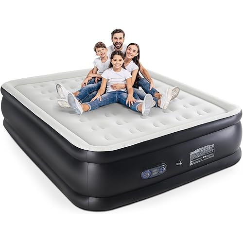 DUMOS Twin Air Mattress - 16" Inflatable Blow Up Airbed with Built-in High Capacity Pump, Double Height, Non-Slip Bottom Design, Weight Capacity 660 lbs Air Bed for Home or Camping