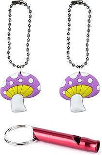 Mushroom Collar Charm Aluminum Alloy Whistle Emergency Survival Safety Camping Cat Dog Animal Training Bark Chew Woof Puppy Kitten Purple