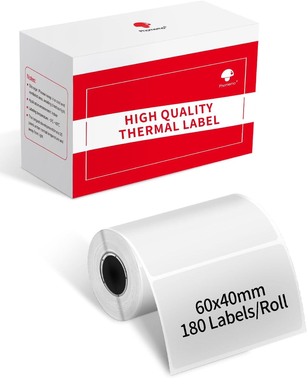Phomemo Thermal Transparent Label Paper 2.36''x1.57'' (60x40mm), Compatible for Phomemo M220/M221/M250/M200/M260 Label Maker, Black on Clear, 180 Labels/Roll