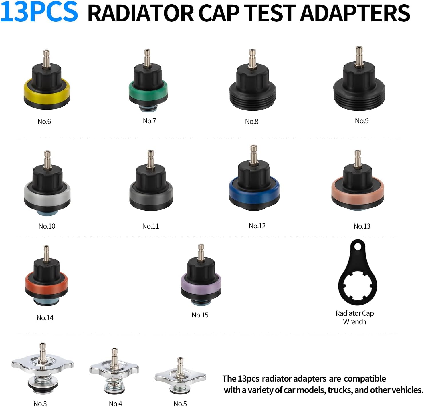 18PCS Coolant Pressure Tester Kit,Radiator Pump Pressure Tester Kit for Automotive Cooling System Water Tank Leakage Detection