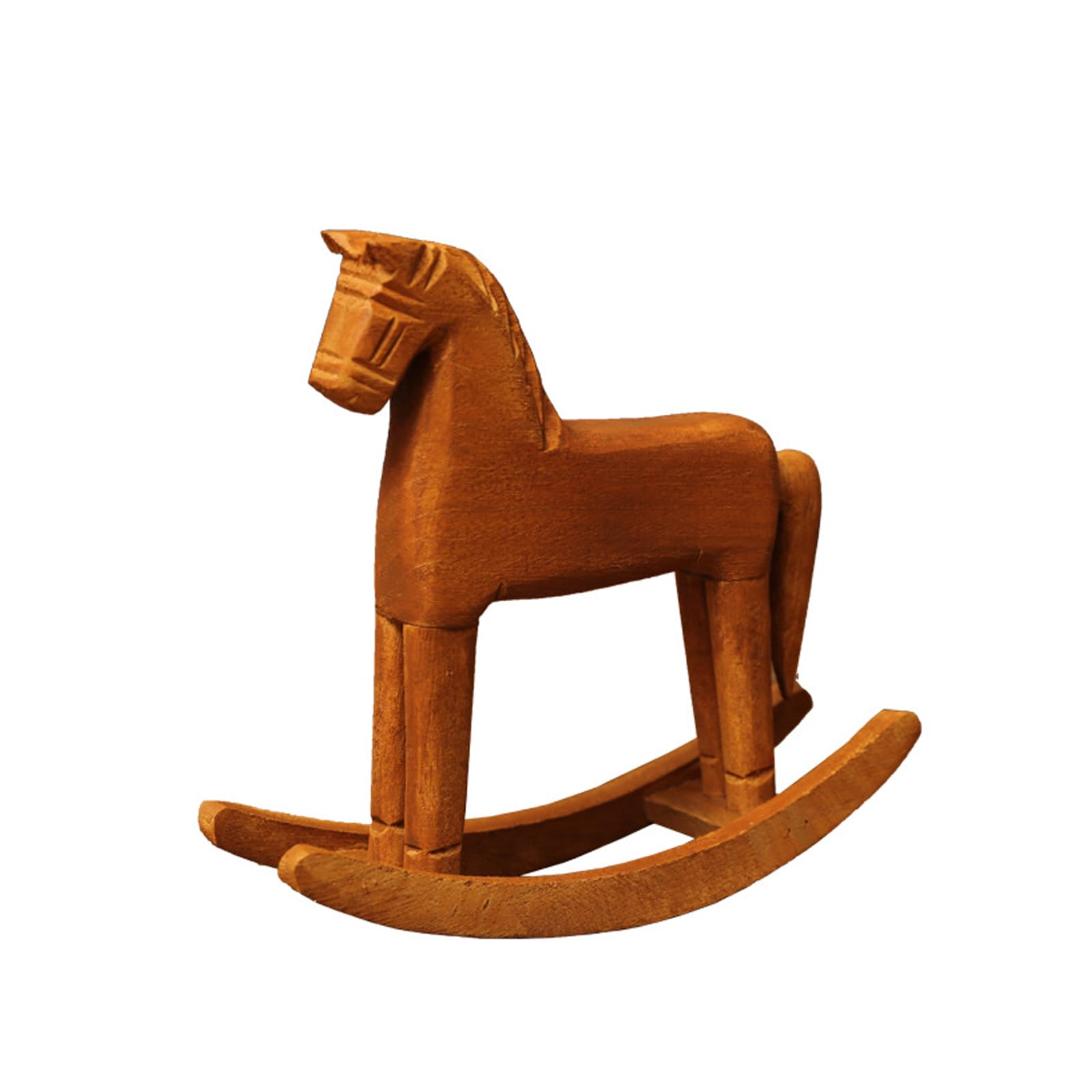 XuQiZZpp Wooden Rocking Horse Handmade Art Piece Stable Balance Bookshelfs Desktop Decoration