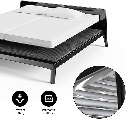 Miniatura 4 de Bunkie Board ligero y delgado, caja de resorte plegable, tamaño King 57.5 x 80 pulgadas, cama doble grande de 0.39 pulgadas, soporte de cama de