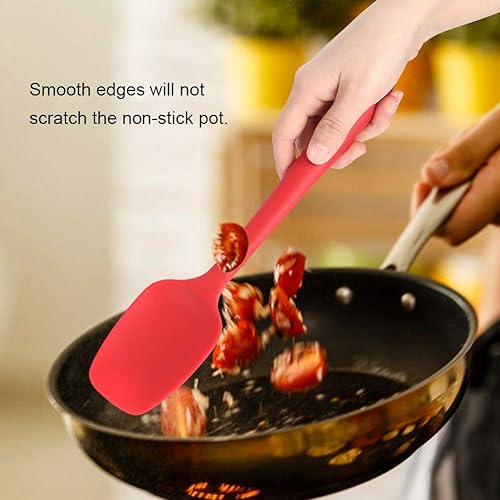Miniatura 2 de Silicone Spatula Set 6PCS Food Grade Silicone Cooking Baking Utensils Kit with Scraper Brush Spoon for Kitchen Non Stick Cookware Heat Up to 230 Red