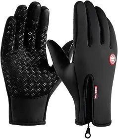 Luvas Térmicas para Moto e Bike, Impermeável, Touch Screen, Antiderrapante, Preta