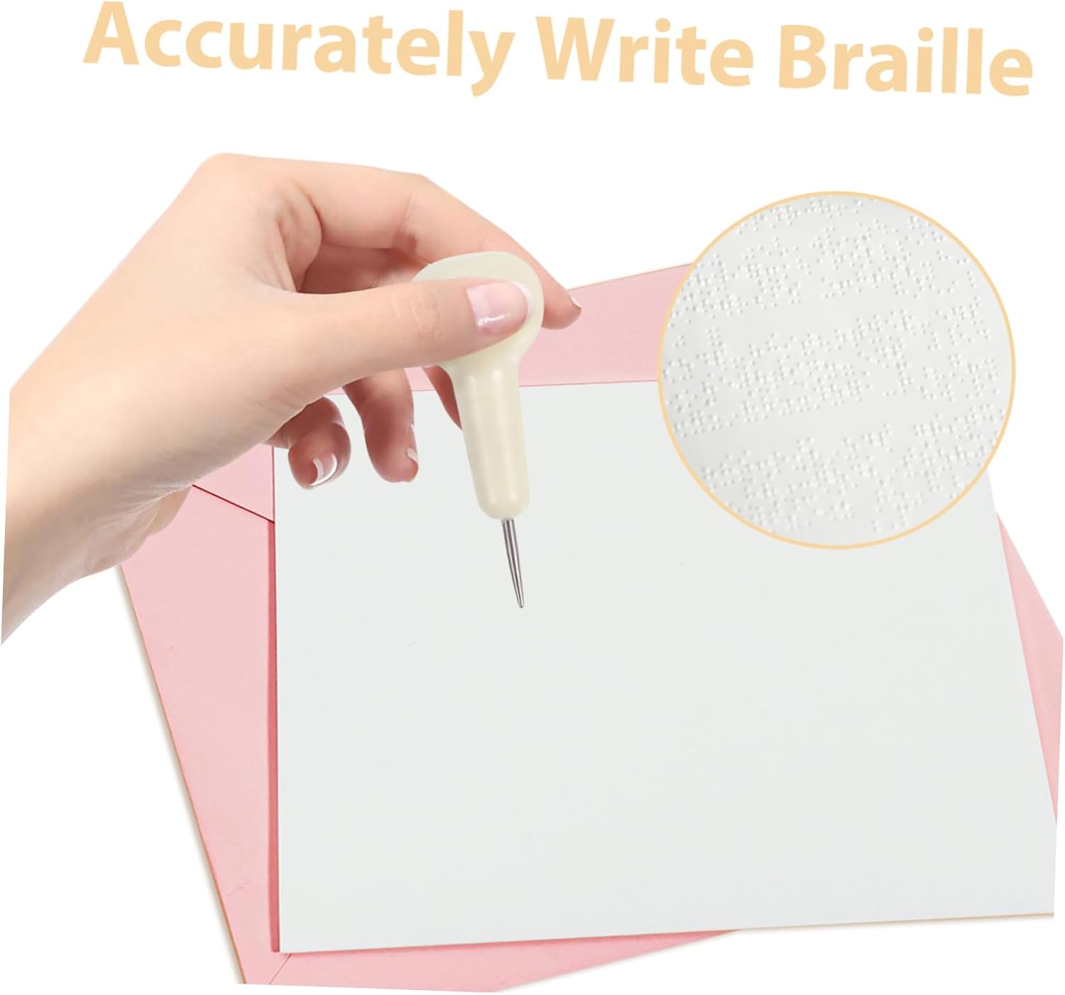 Didiseaon Blind Writing Pen Present for Impaired Braille for Beginners Blind Supplies Blind People Items for Blind Tools for Blind People Braille Label Maker Plastic Beige