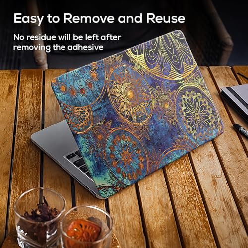 Image of Galaxsia Mandala Top+Wrist Pad Vinyl Laptop Skin /Sticker /Cover Upto 15.6 Inches Laptops Laminated-Removable-HD Quality Compatible for Hp-Dell-Sony-Lenovo-Asus etc.(15x10 Inches)