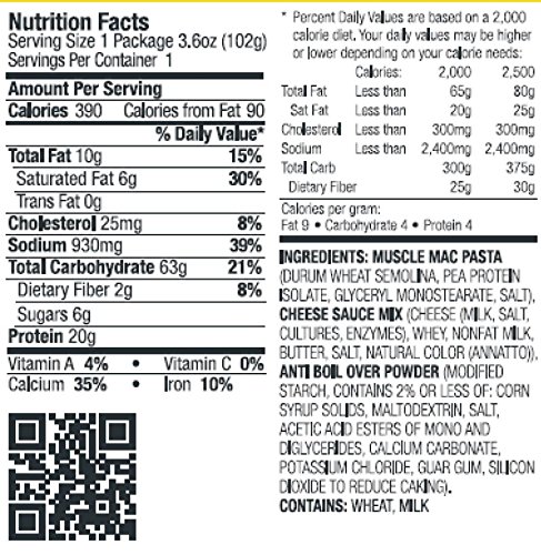 Miniatura 2 de Muscle Mac High Protein Macaroni  Cheese Microwave Cup 6 tazas