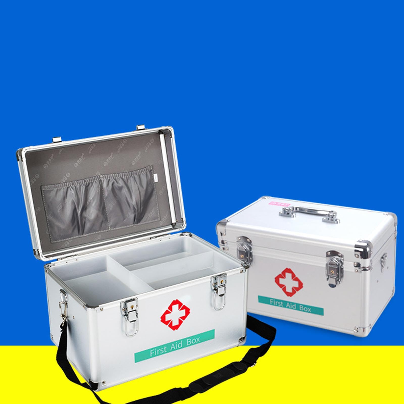 Botiquín de Portátil Caja de Almacenamiento Vacía con Correa Ajustable Cierre con Llave y Organización Interna Adecuada para Viajes, 31x20x19cm