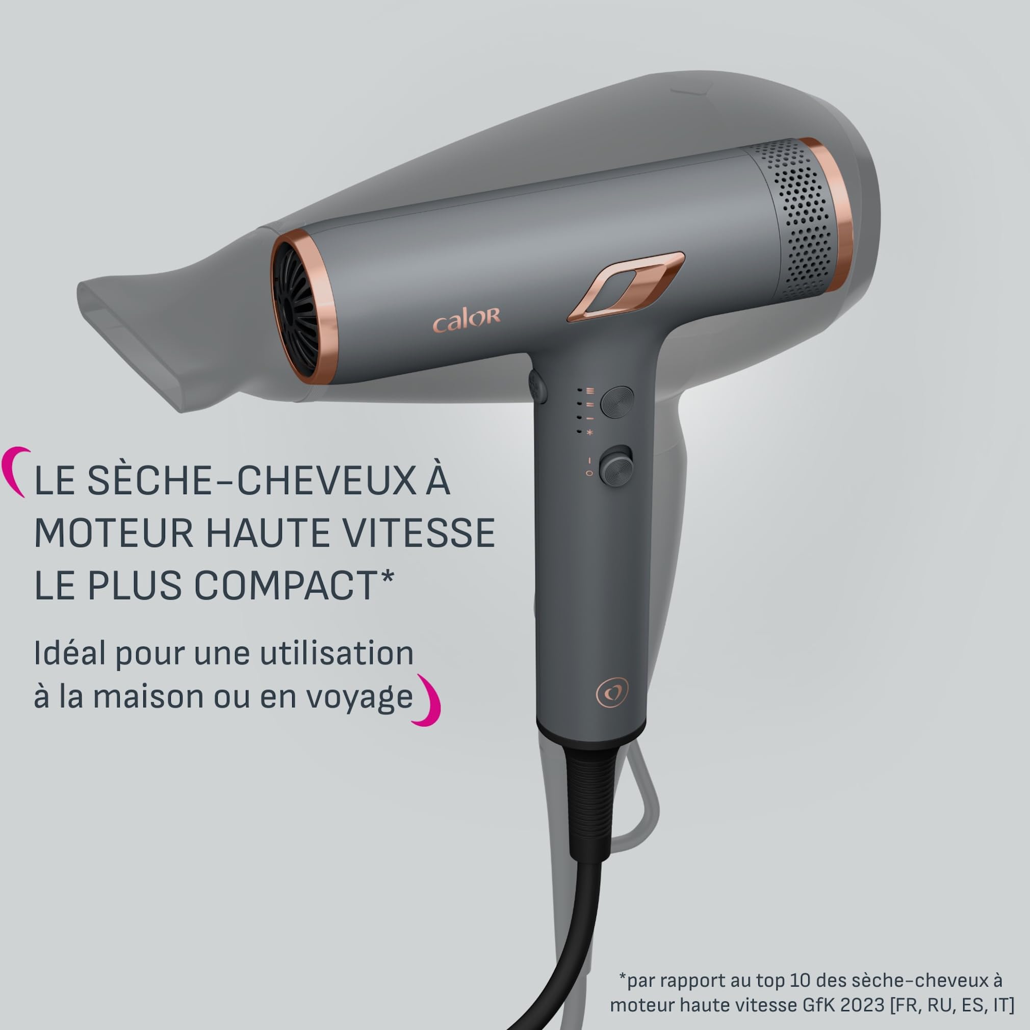 Calor Nano, Sèche-cheveux ultra-léger et compact, Résultat professionnel, Flux d'air puissant, HY8120C0