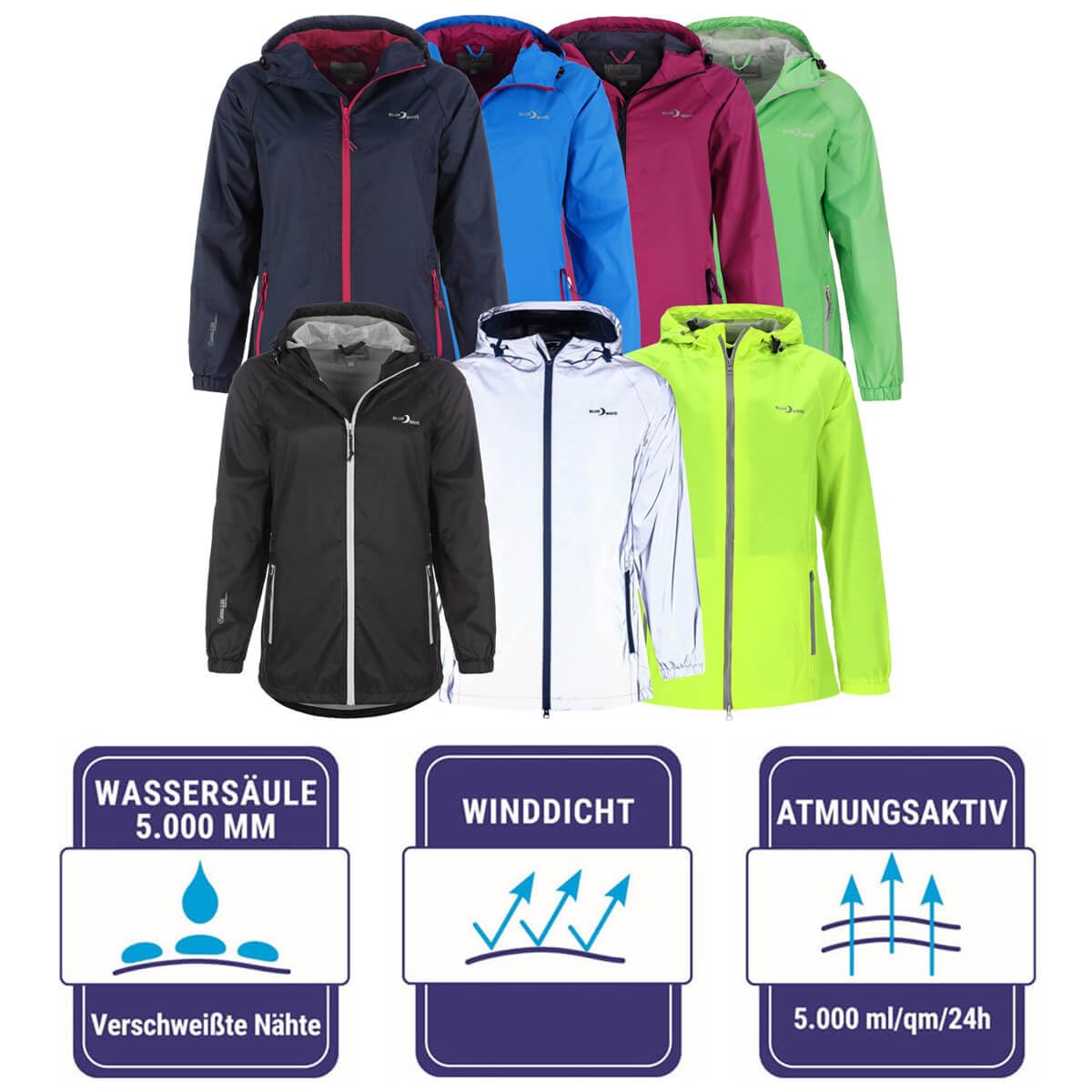 Blue Wave Damen Funktionsjacke Fabienne - Outdoor-Jacke Regenjacke Wander- und Fahrradjacke