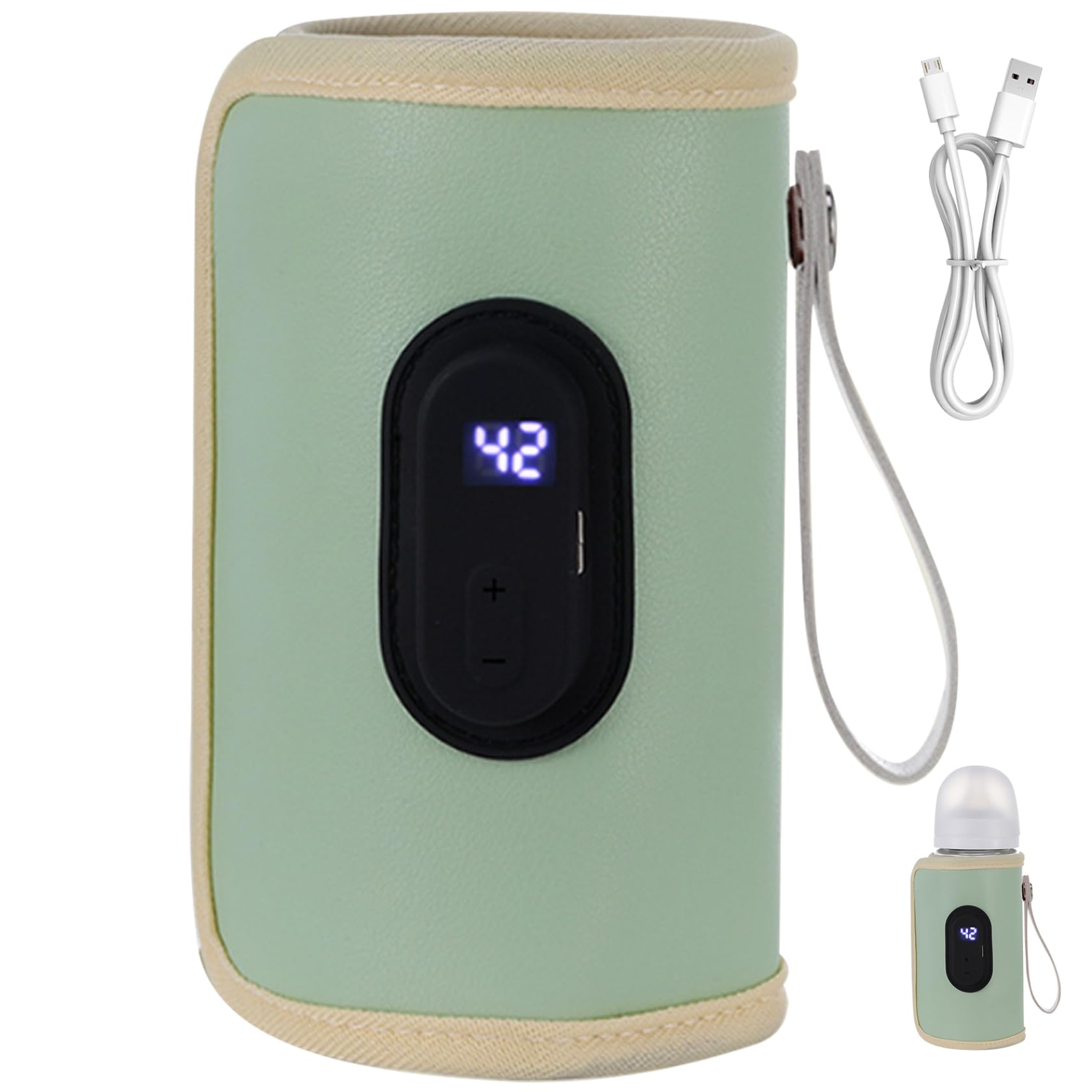 Portable Bottle Warmer 18W Quick Heating Baby Bottle Warmer Temperature Adjustable USB Baby Bottle Heater for Home Family Travel Green Travel Bottle Warmer Baby Bottle Heater Bottle Warmer Baby Travel