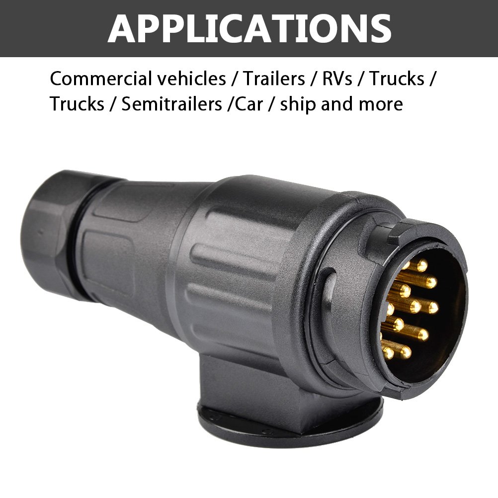 QLOUNI 13 to 7 Pin Plug Trailer Adapter Caravan Electric Plug Adapter