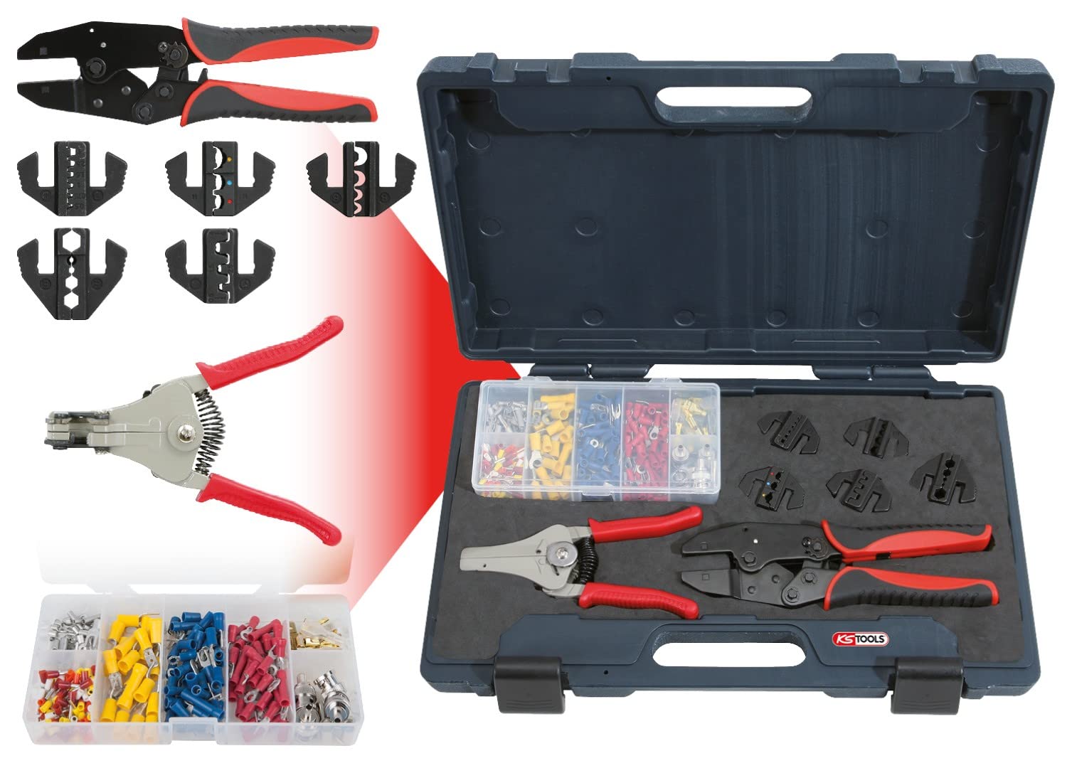 KS Tools 115.1400 - Pack de 8 piezas con engarzadores surtidos
